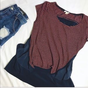 Anthropologie Striped Ruffle Top